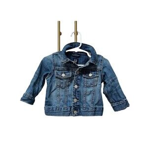 Baby Gap Denim Blue Jean Jacket Sz 6/12 Mths Unisex Medium Wash Snap Button